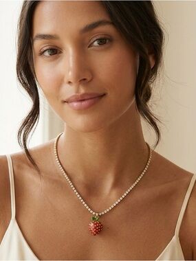 Kate Spade Gold Strawberry Pendant Necklace NEW